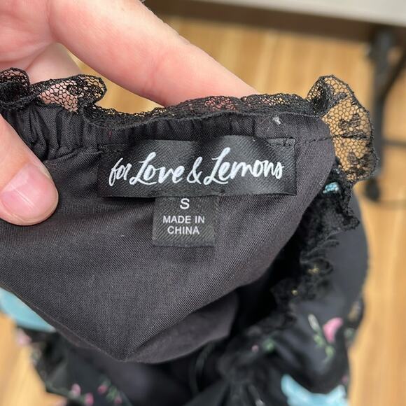 For Love & Lemons Leanne Lace Ruffles Open Back Babydoll Mini Dress - Small - Picture 10 of 14